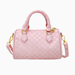 Pink Checkered Canvas Handbag