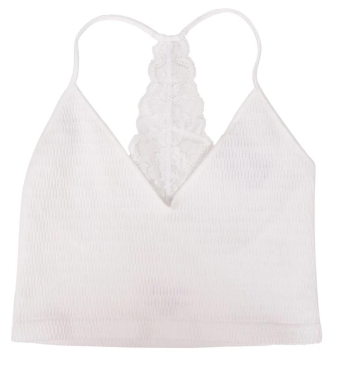 Textured V-Neck Lace Bralette