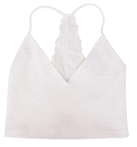 Textured V-Neck Lace Bralette