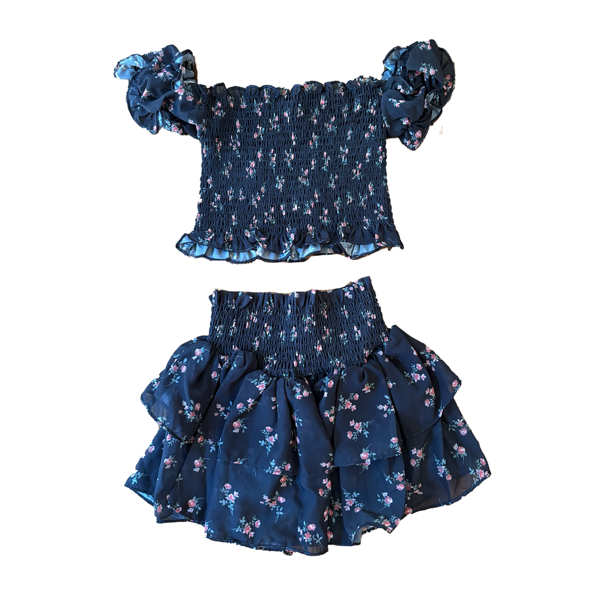 Ditsy Floral Smocked Top & Skirt Set