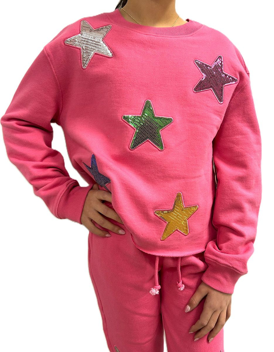 Sequins Stars Applique Sweatshirt