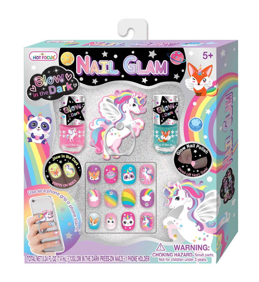Unicorn Glow in the Dark Nail Art