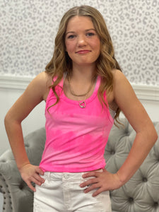Pink Tie Dye Cropped Tank Top