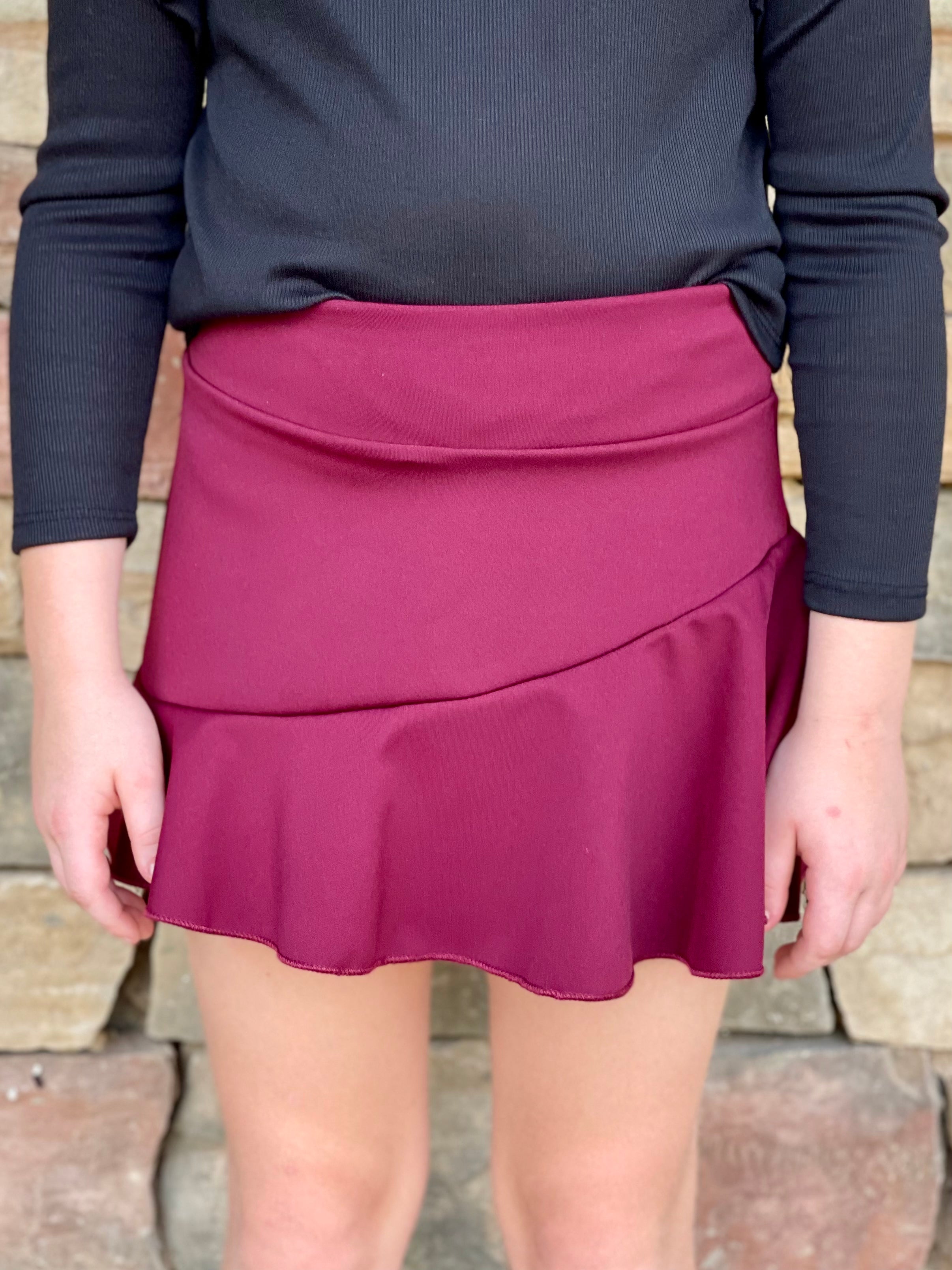 Maroon Ponte Skort