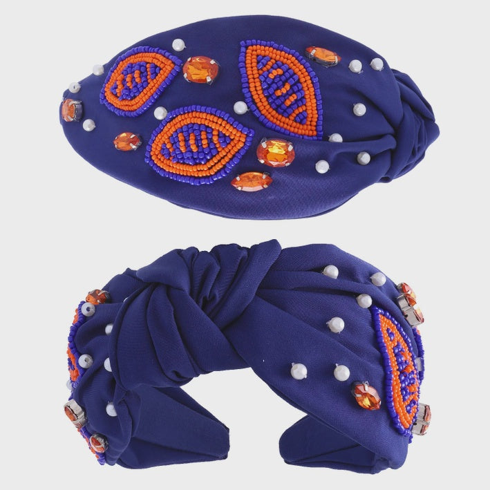 Navy & Orange Football Headband