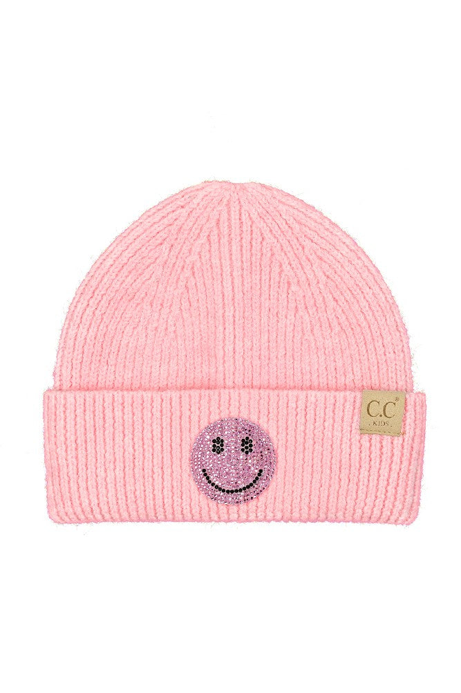 C.C Kids Smiley Rhinestone Beanie