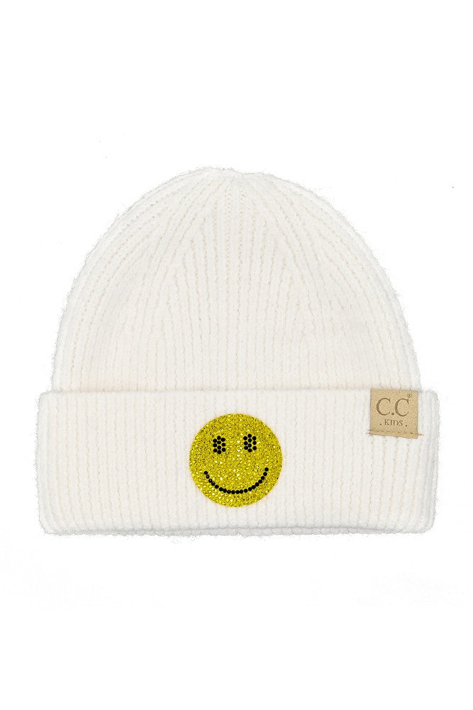 C.C Kids Smiley Rhinestone Beanie