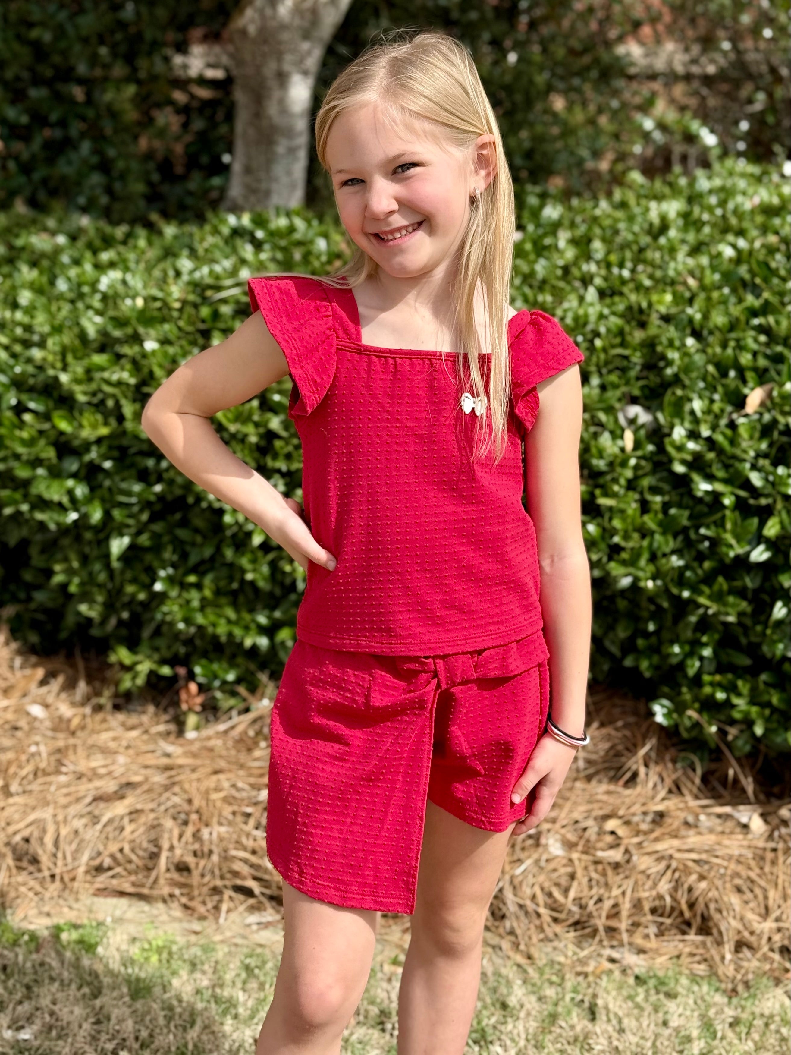 Red Knit Skort Set
