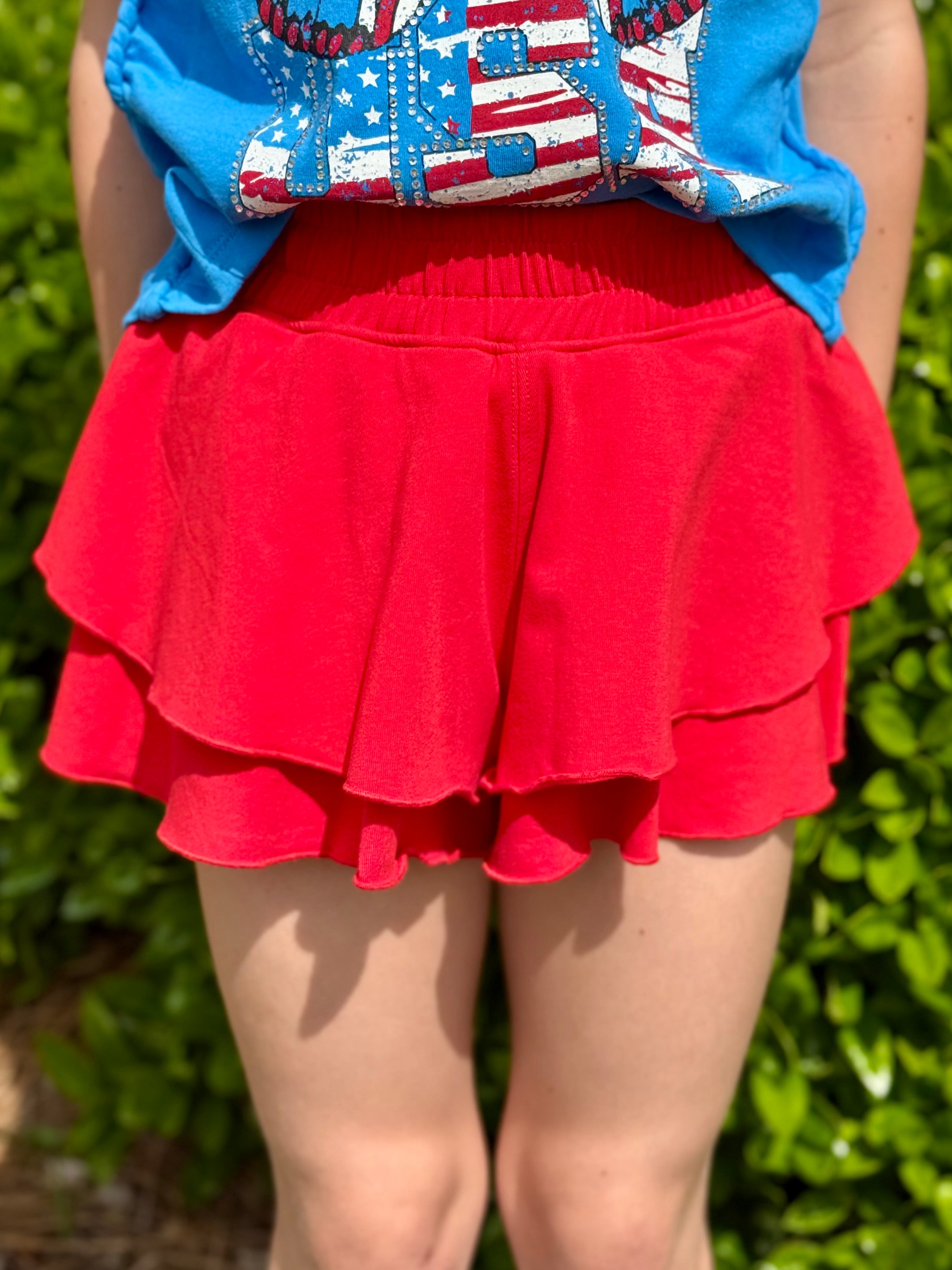 Red Ruffle Shorts