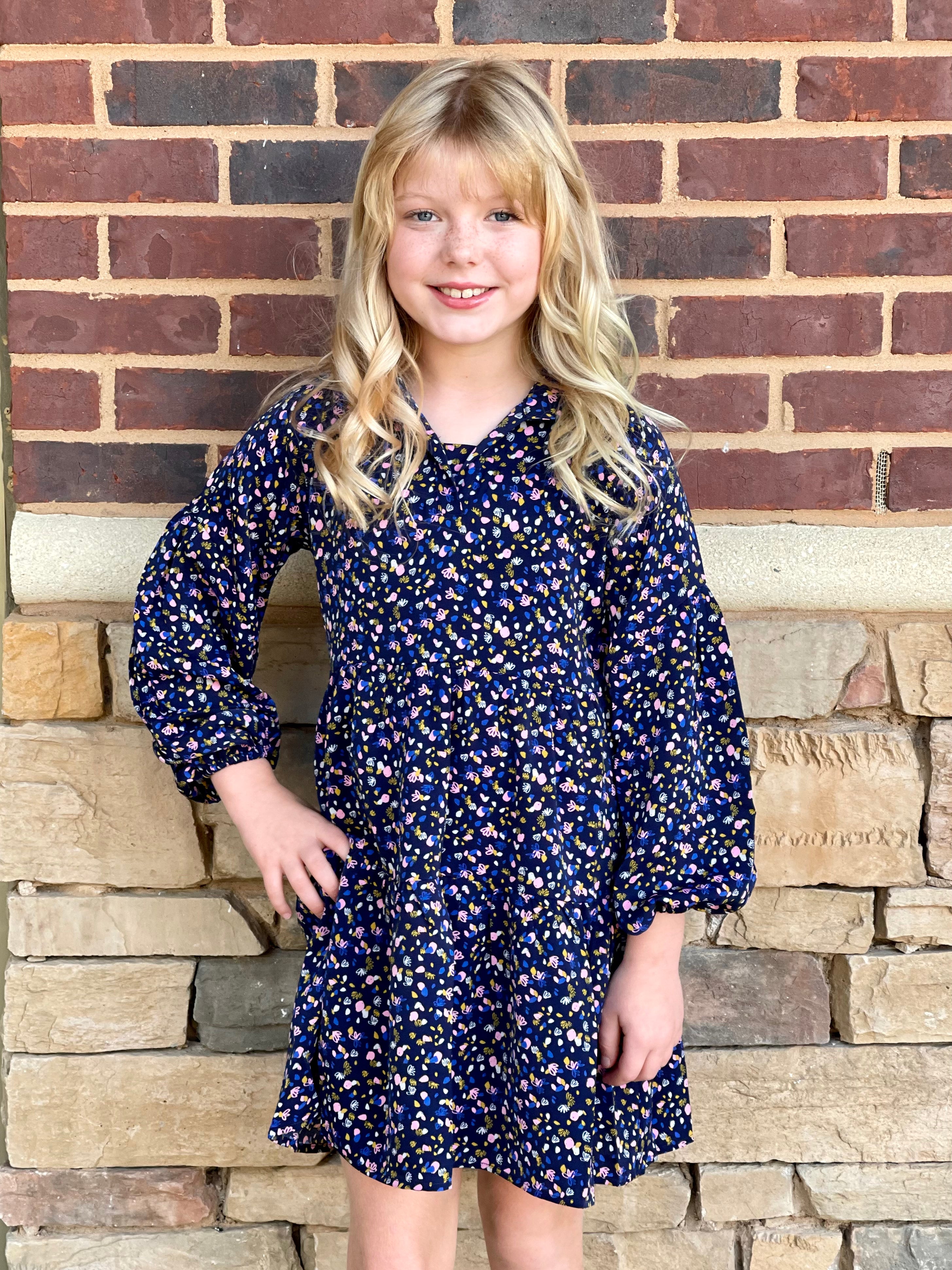 Molly Navy Floral Print Dress