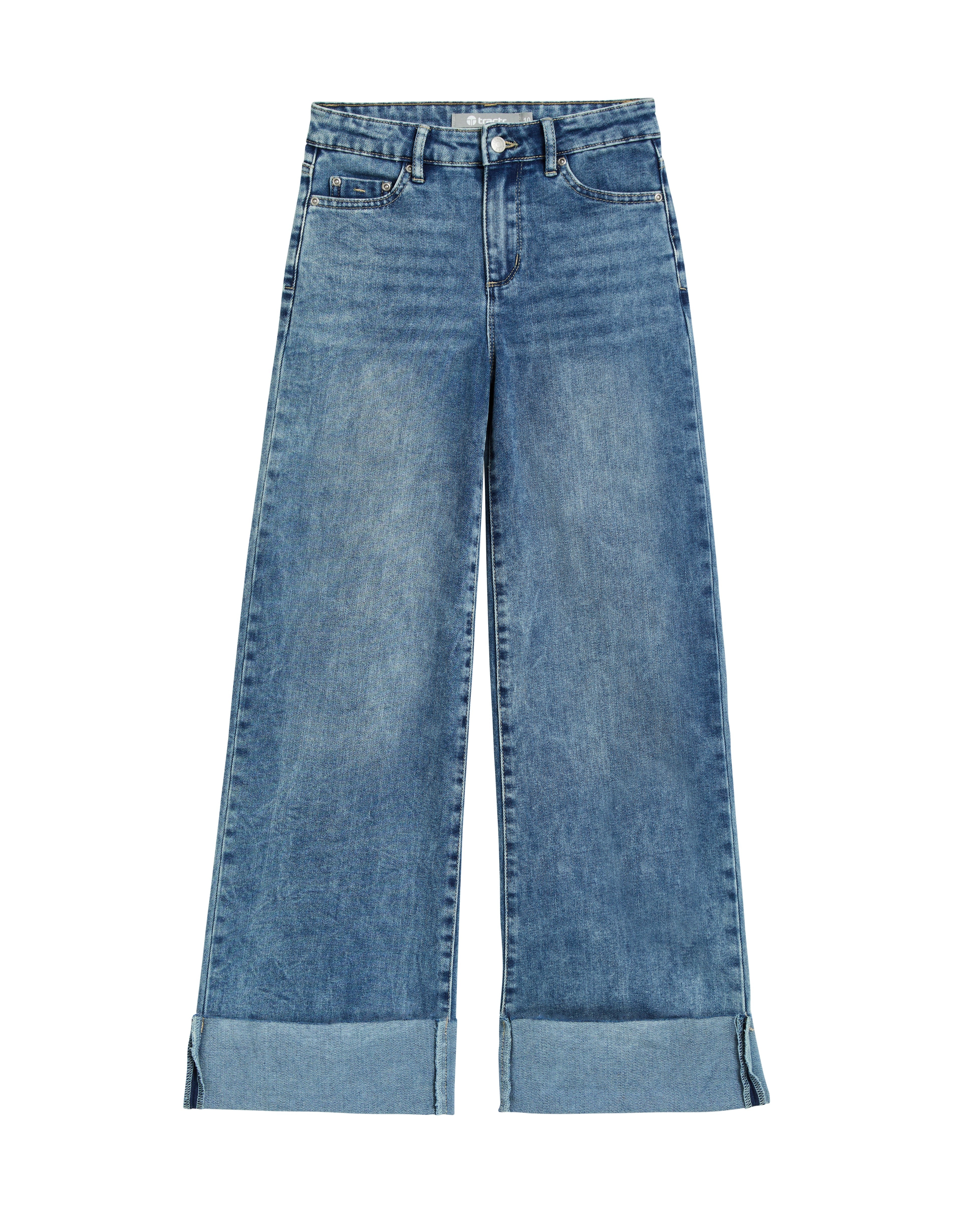 Tractr Wide Leg Cuff Denim