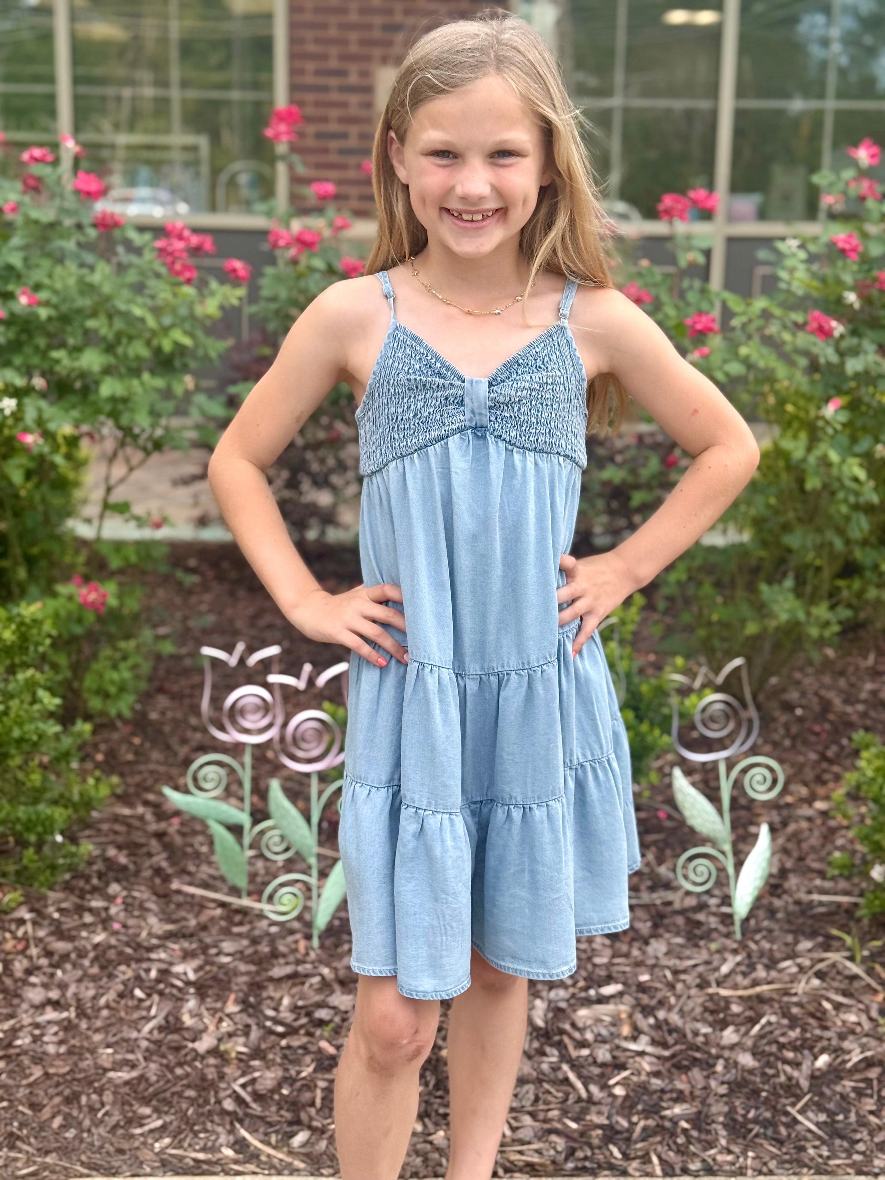 Chambray Smocked Romper