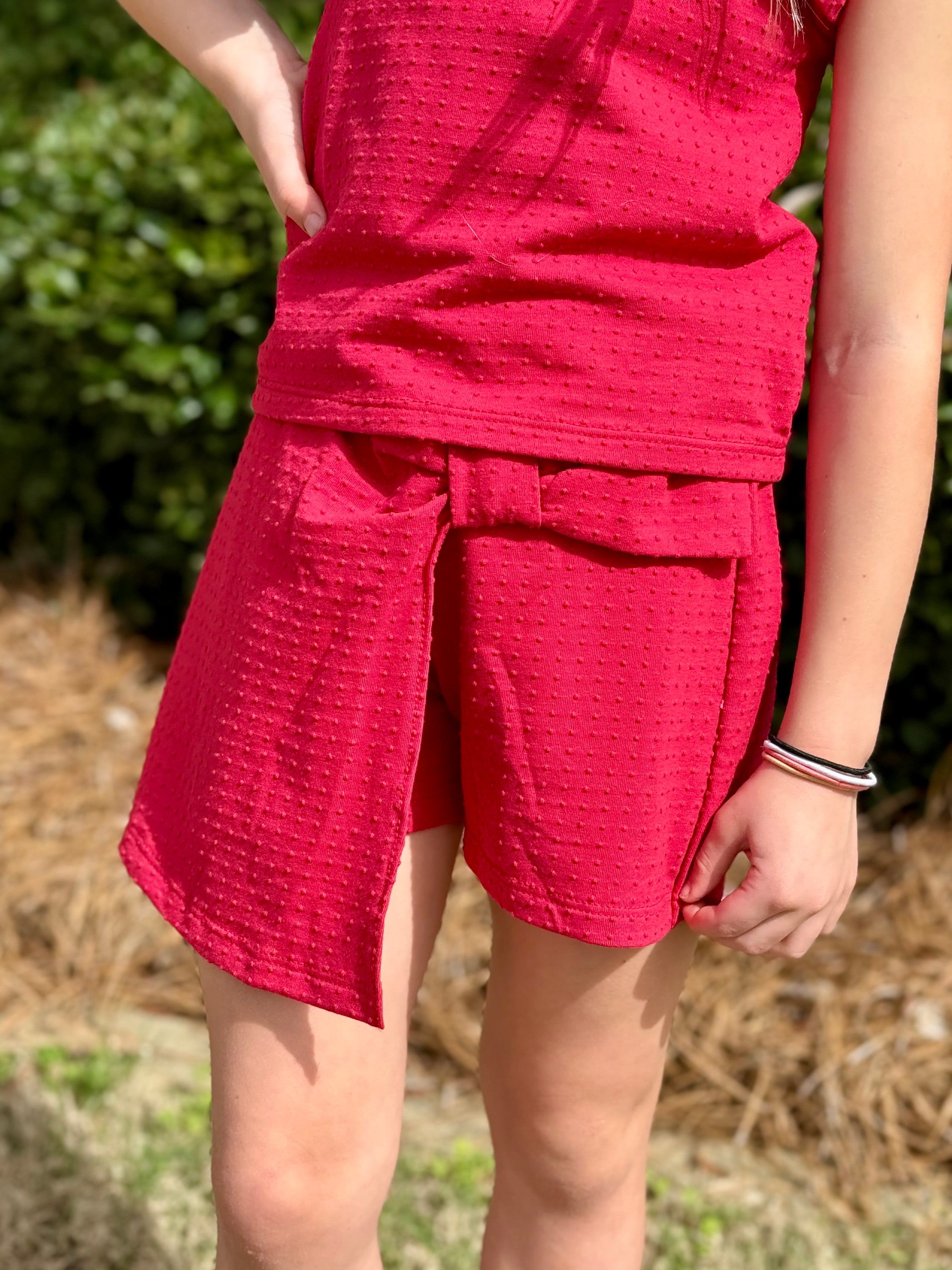 Red Knit Skort Set