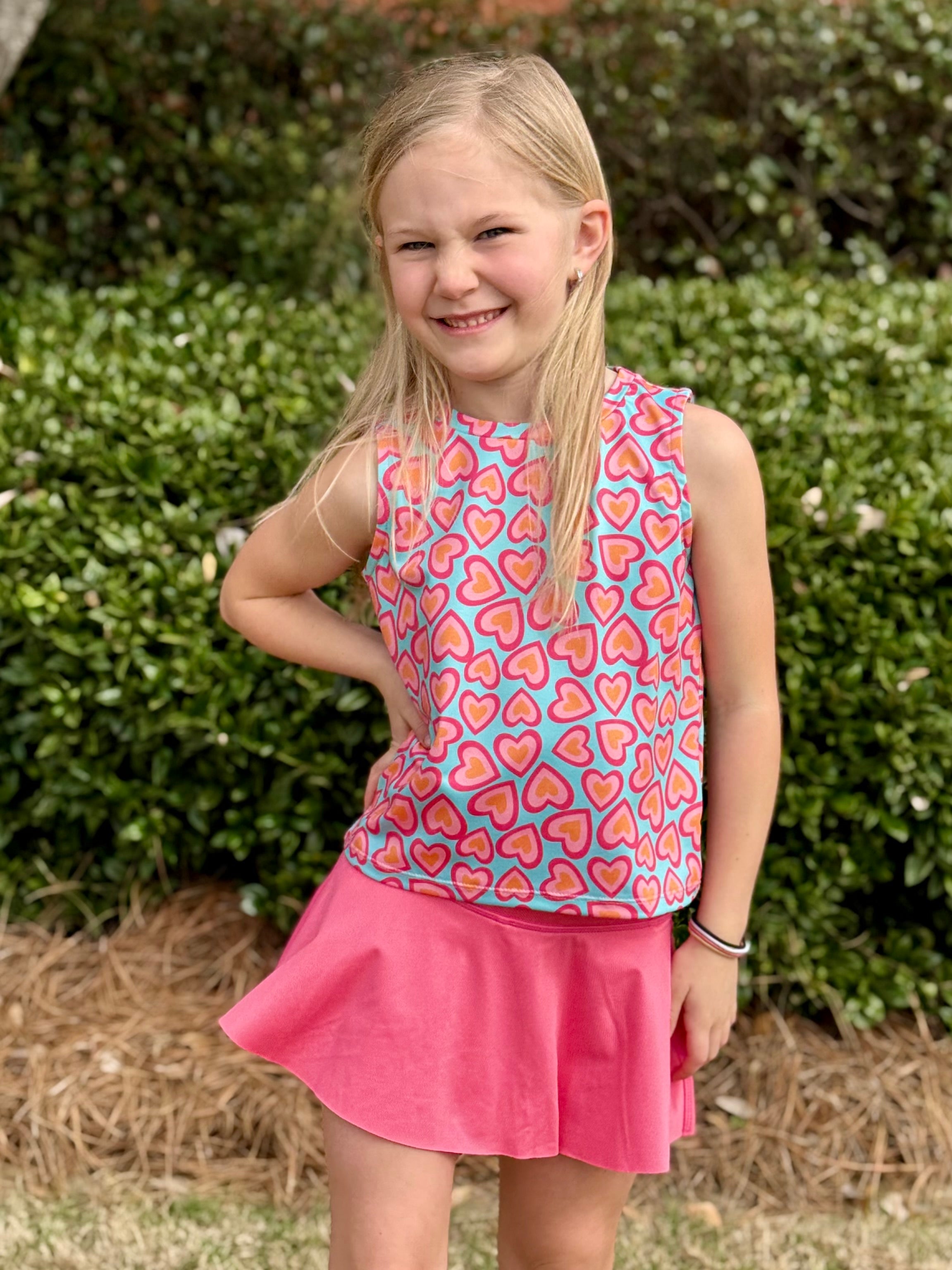 Honesty Lib Pink & Turq Hearts Athletic Top