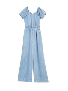 Tractr Chambray Wide Leg Jumpsuit