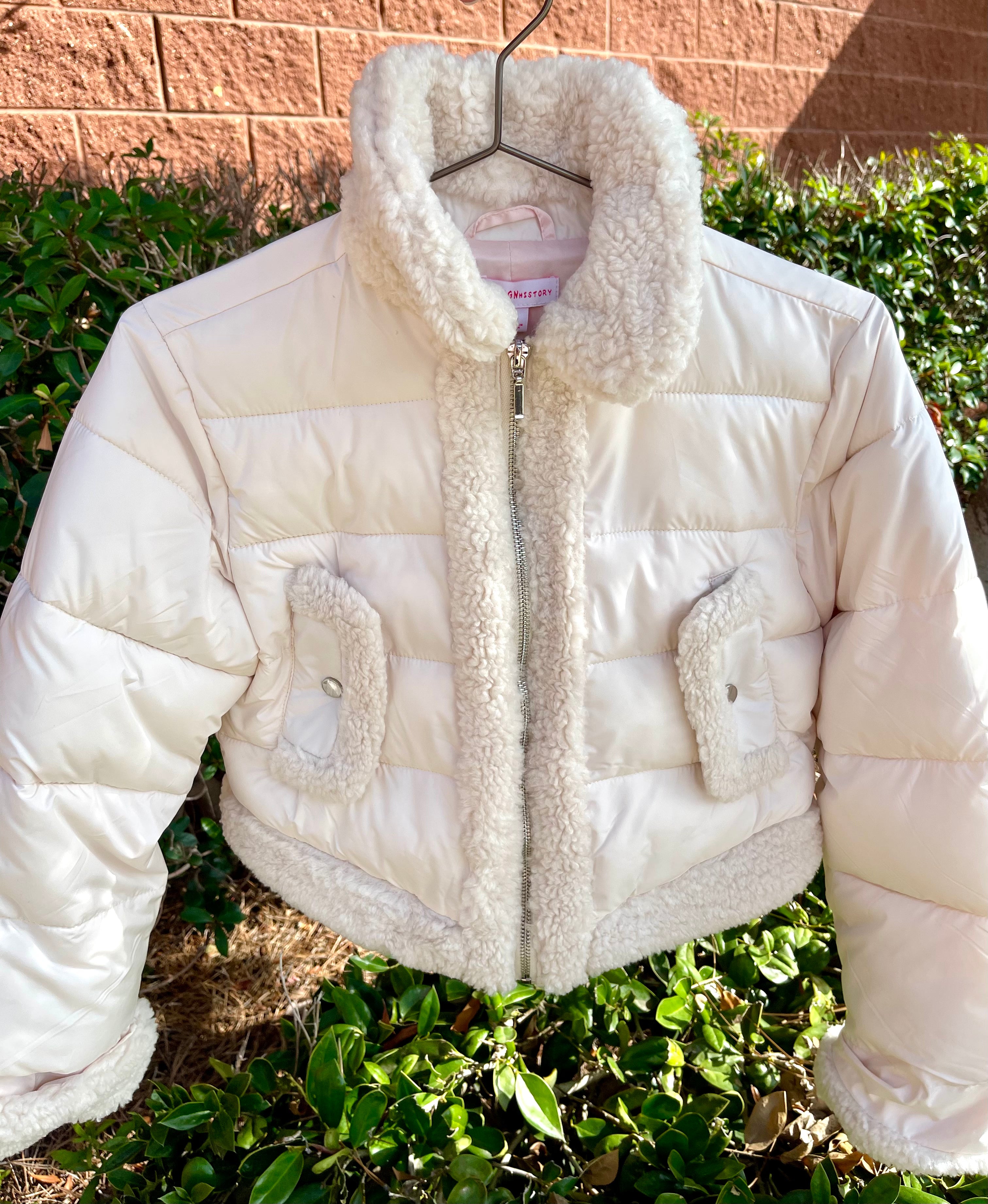 Toddler Beige Sherpa Puffer Jacket