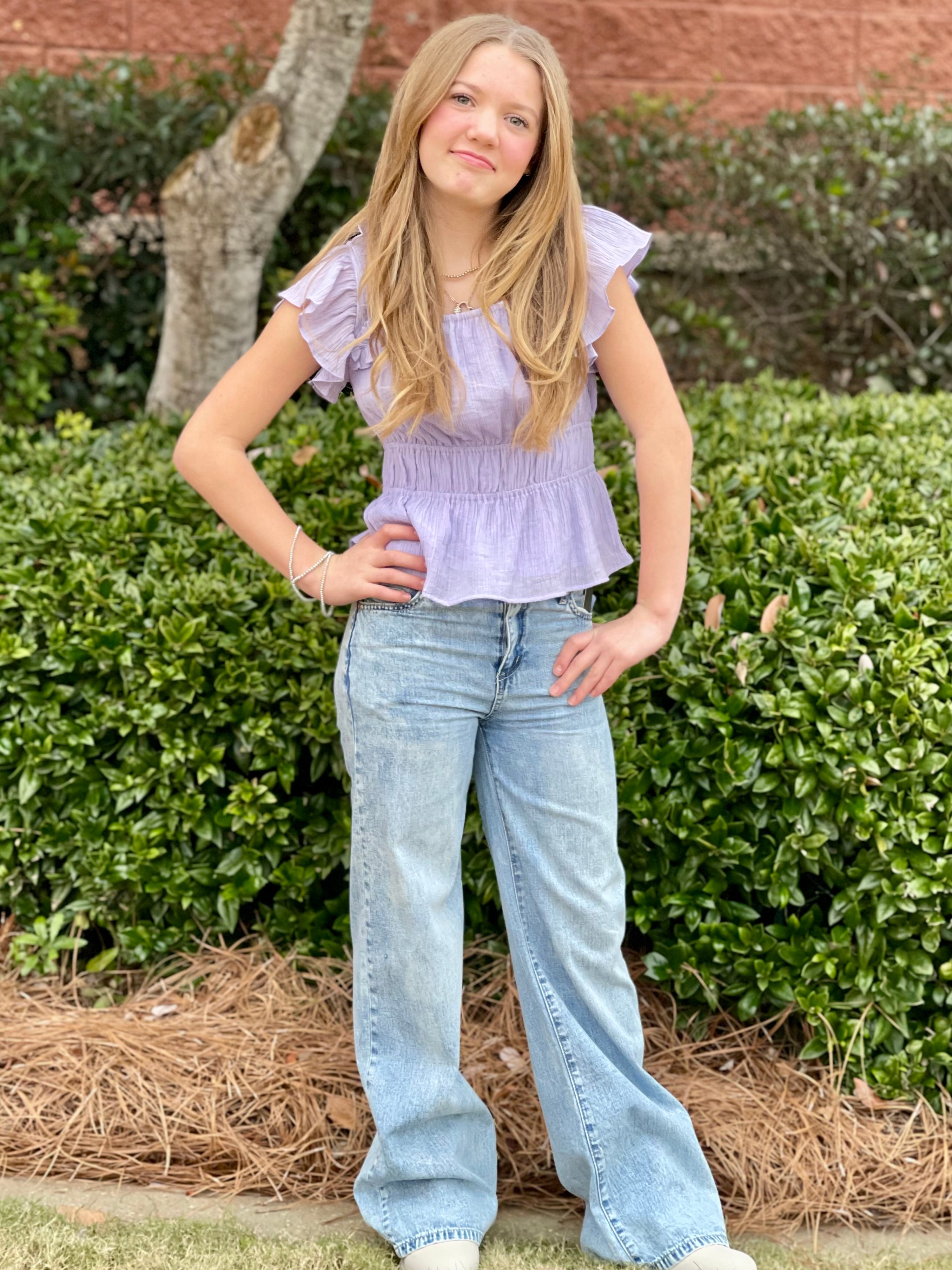 Tractr Wide Leg Light Denim