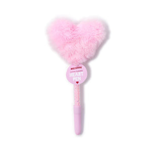 Pink Plush Fur Heart Pen