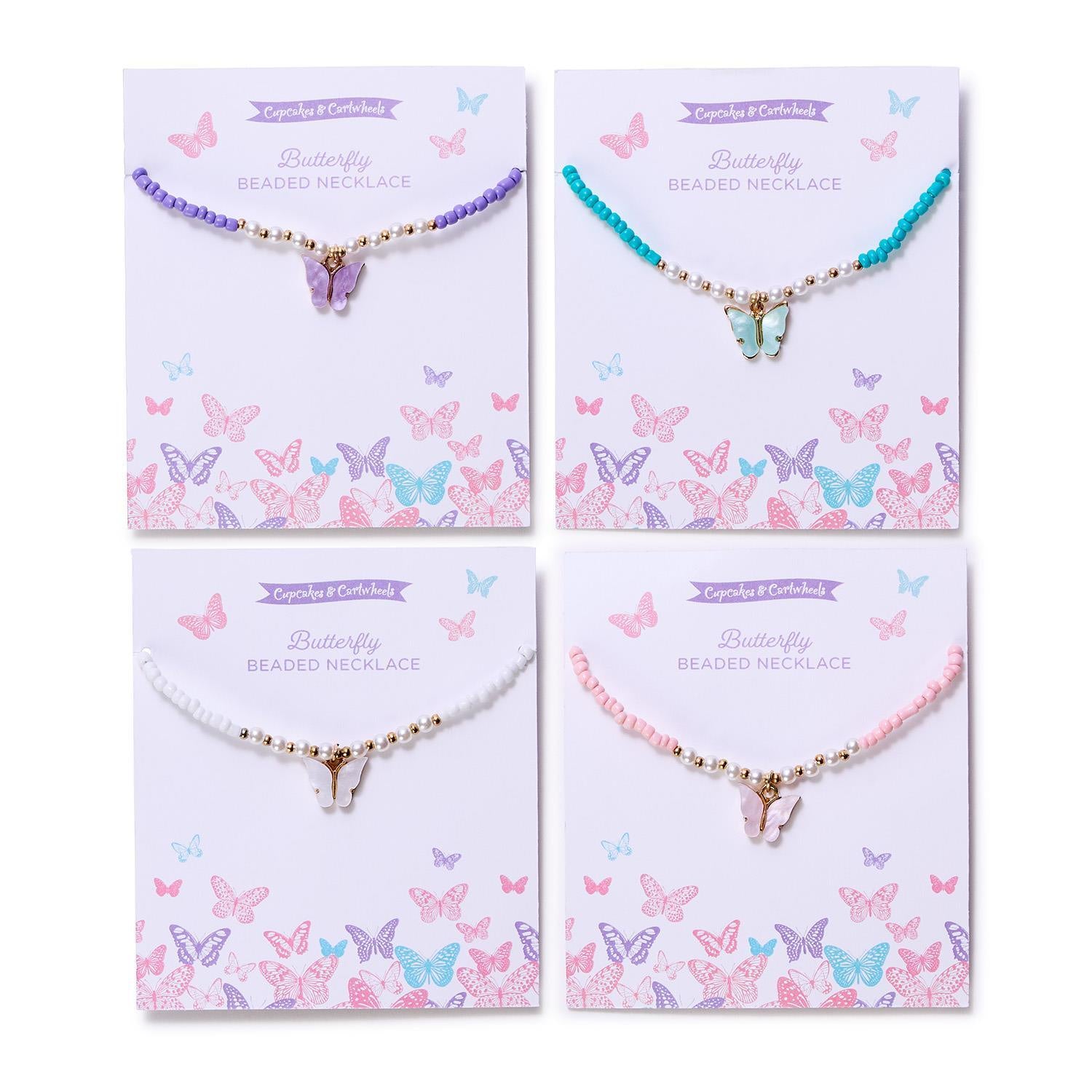 Bead Butterfly Charm Necklace