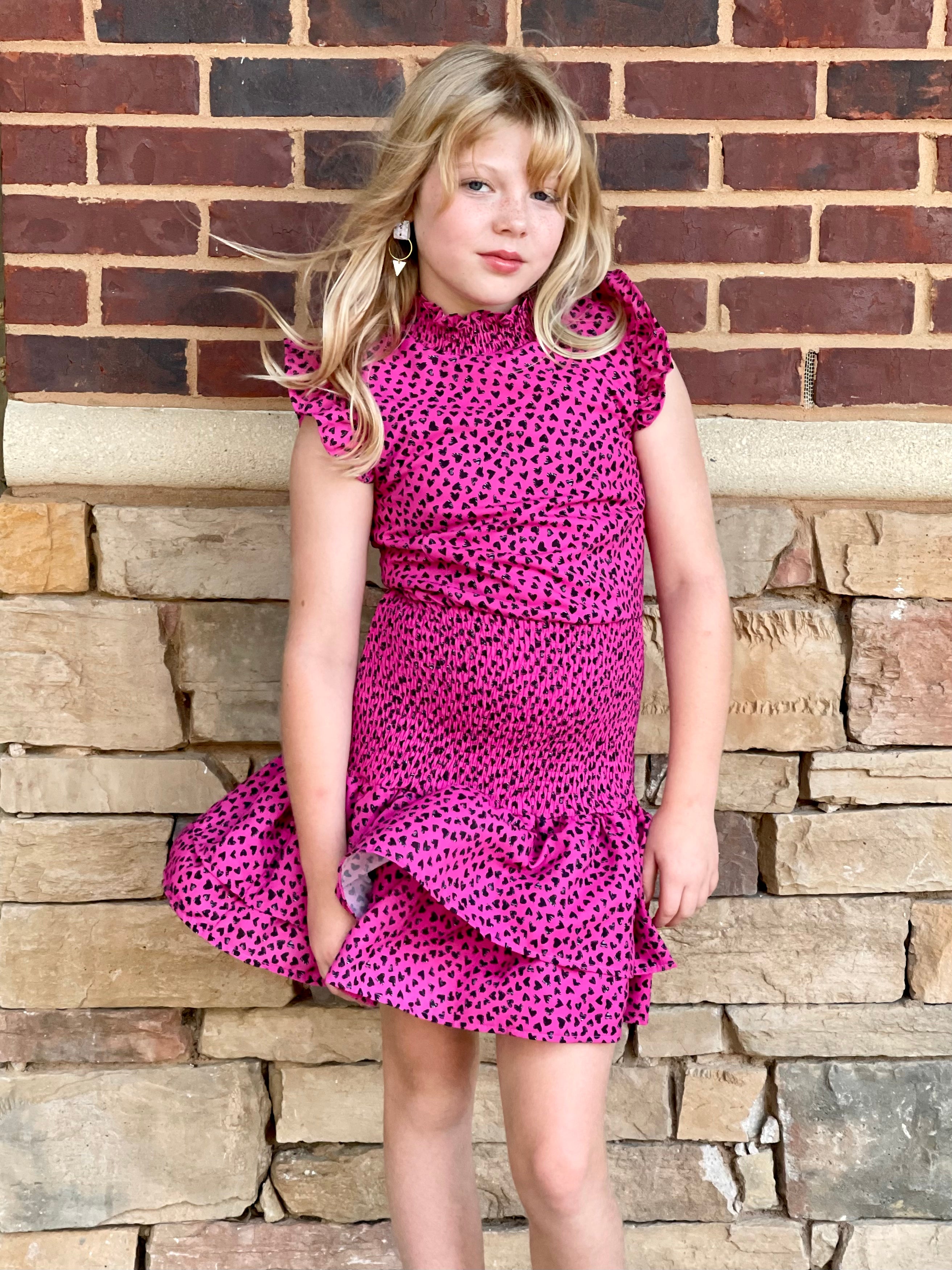 Miss Behave Selena Fuchsia Hearts Dress