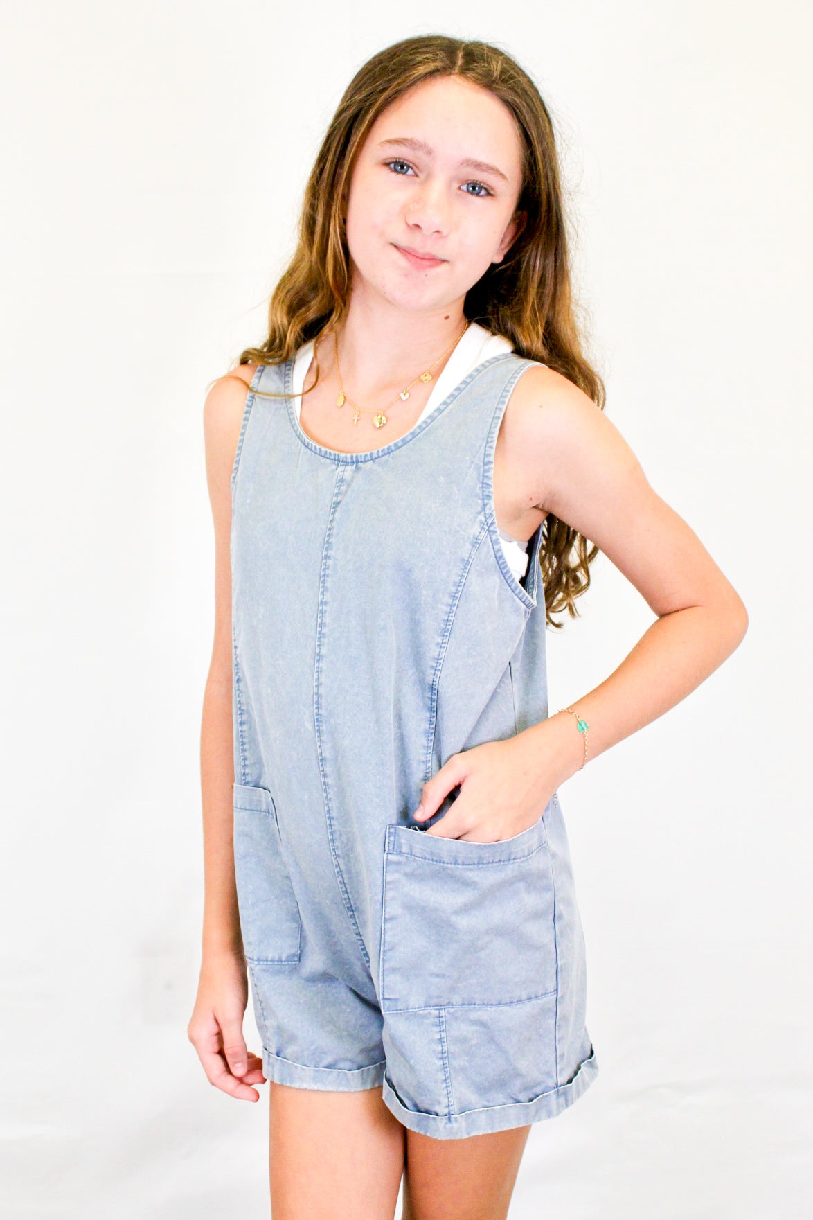 Washed Pocket Romper