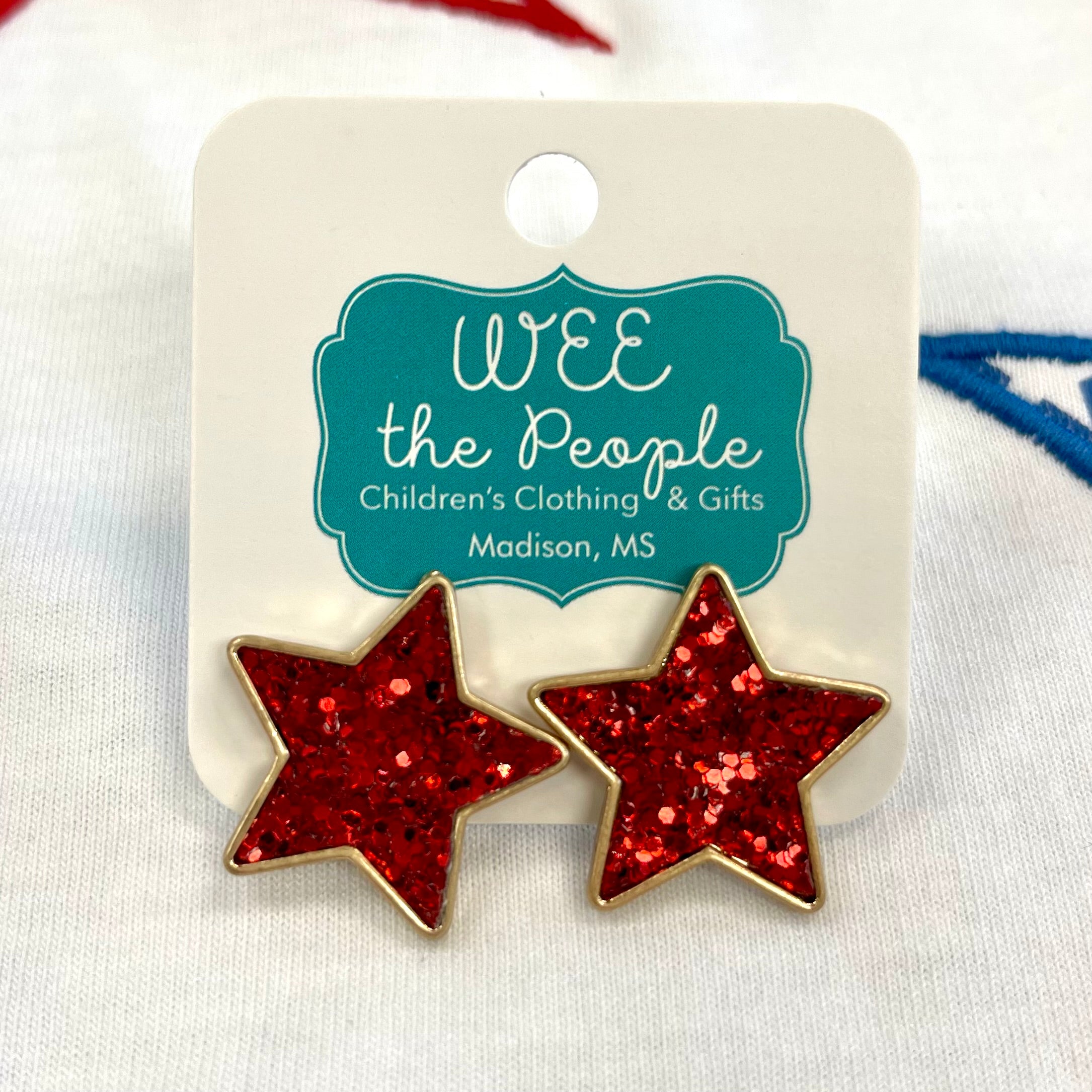 USA Glitter Star Studs
