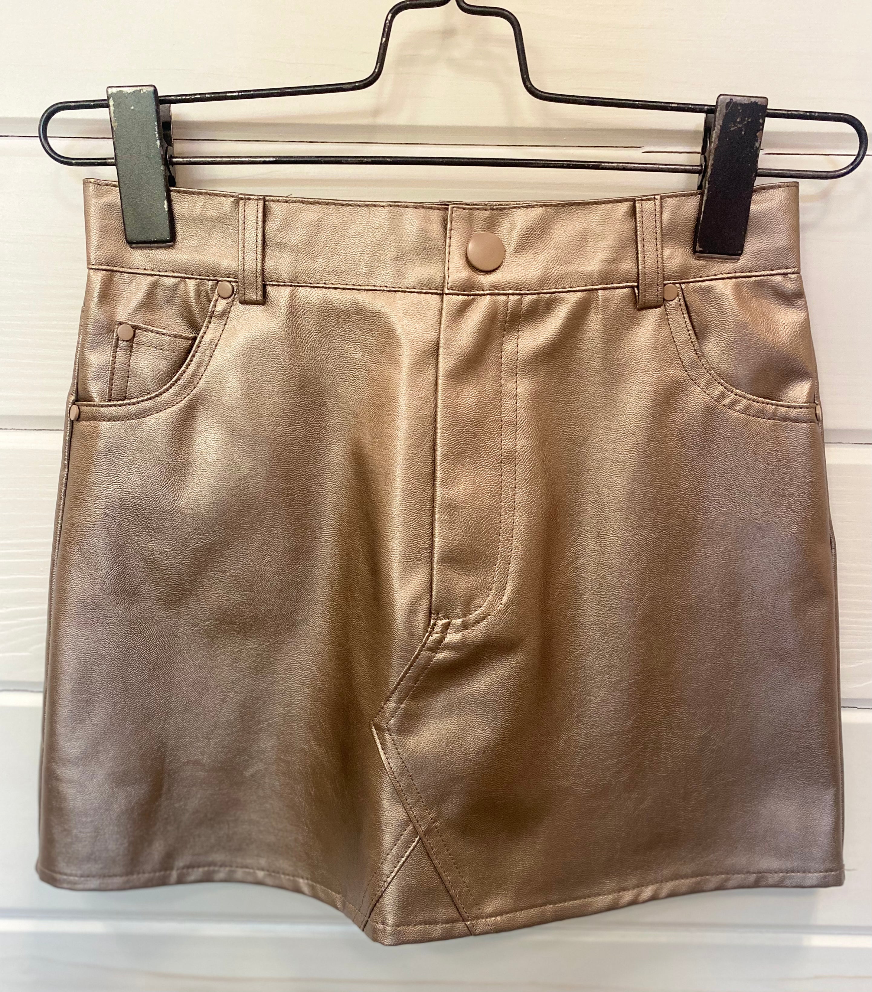Molly Gold Leather Skirt