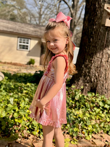 Pink Metallic Ruffle Dress