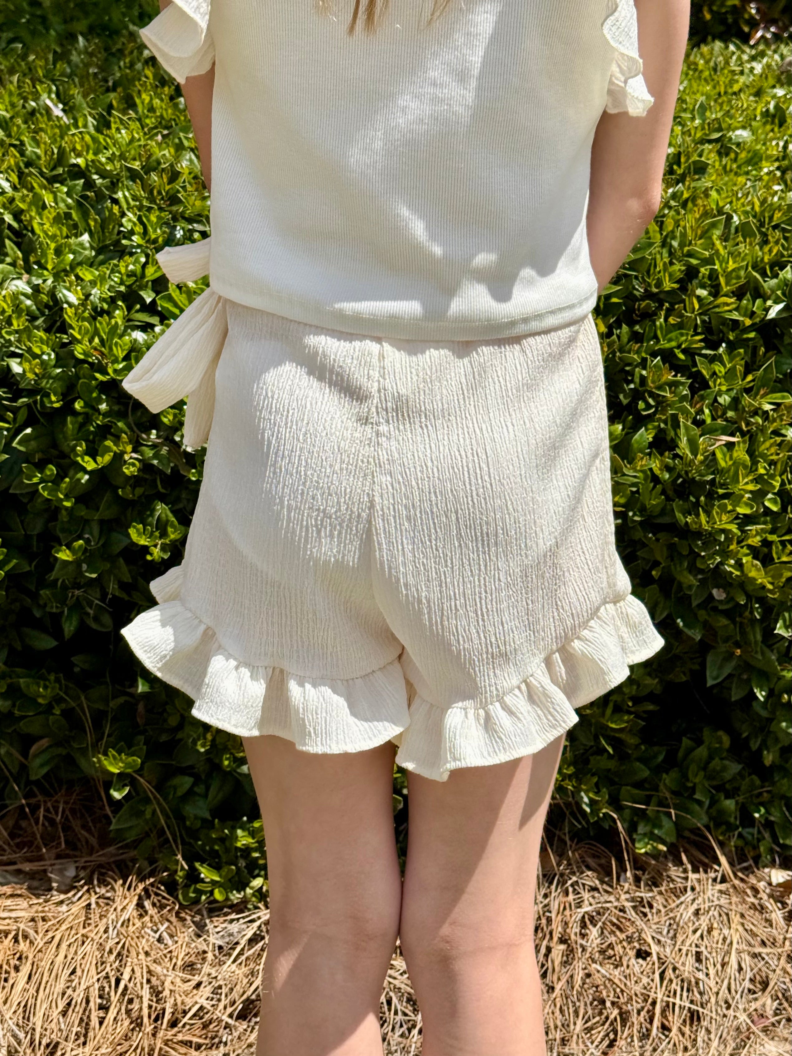 Cream Ruffled Skort