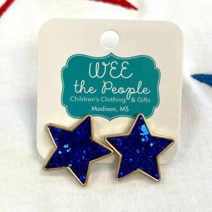 USA Glitter Star Studs