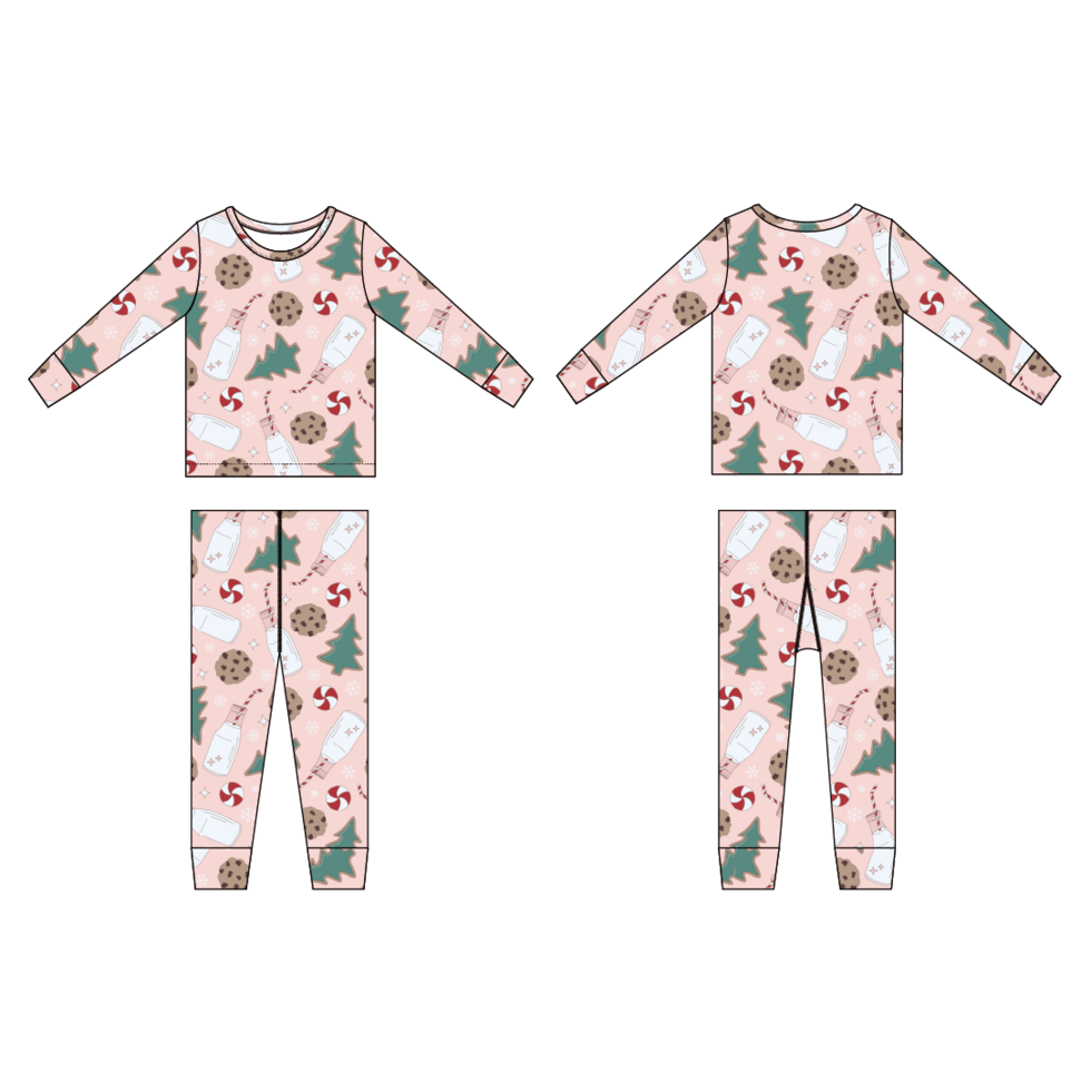 Sweet Bamboo Santa's Cookie Pink PJ Set