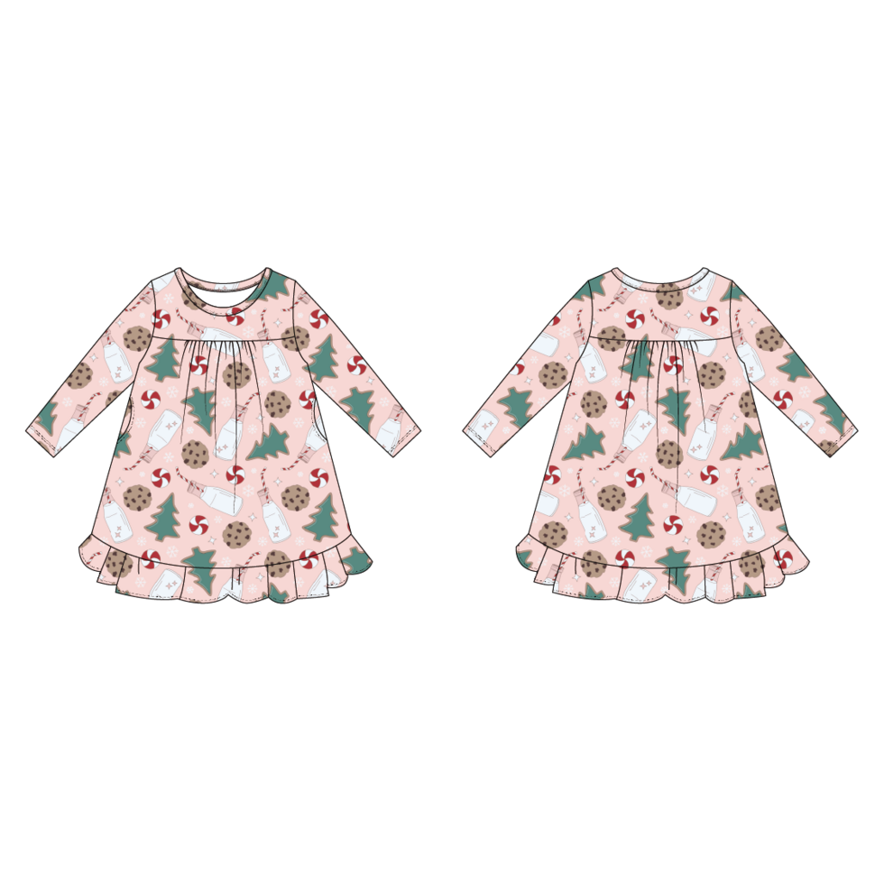 Sweet Bamboo Santa's Cookie Pink Dress