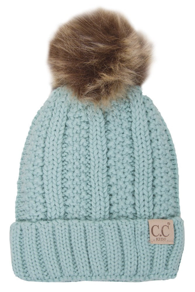 C.C. Fur Pom Knit Beanie