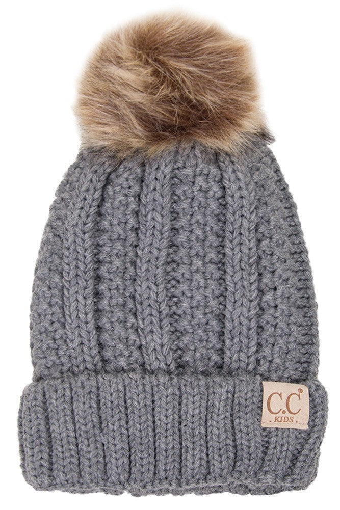 C.C. Fur Pom Knit Beanie
