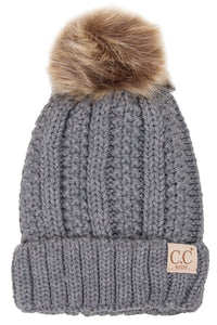 C.C. Fur Pom Knit Beanie