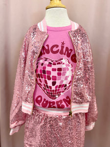 Light Pink Sequin Cropped Jacket