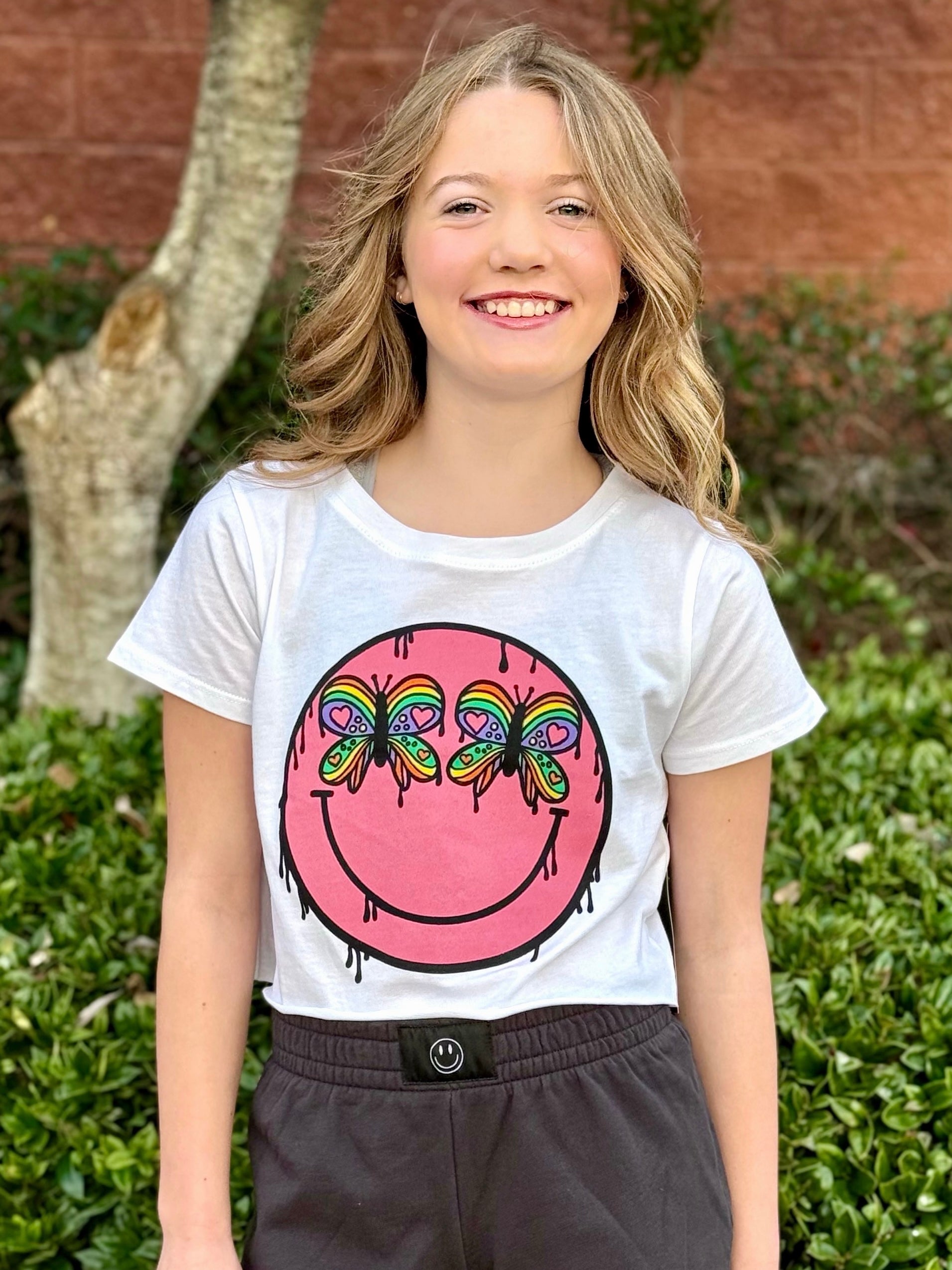Prince Peter Smiles Butterfly Crop Tee
