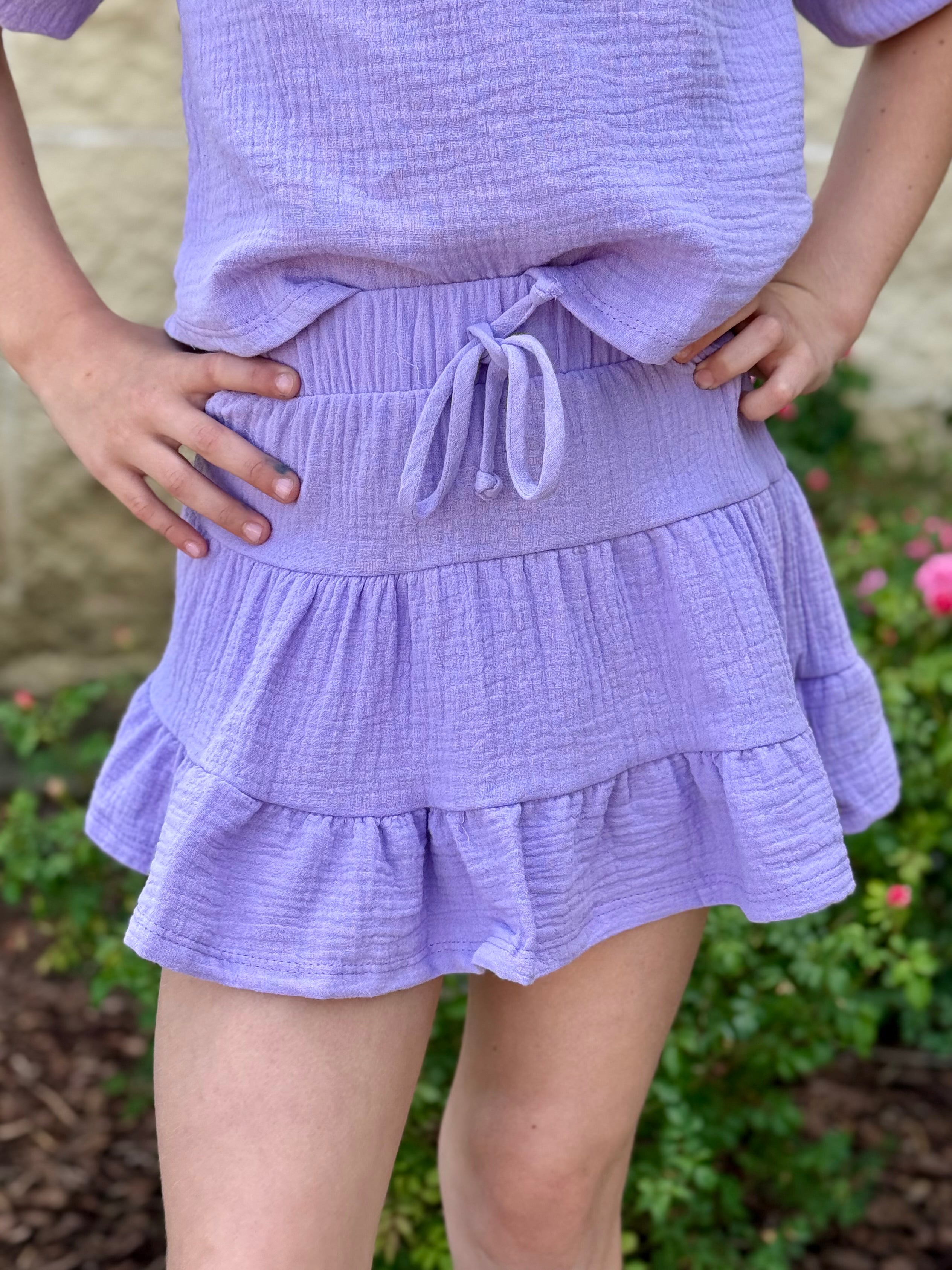 Lavender Gauze Tiered Skirt