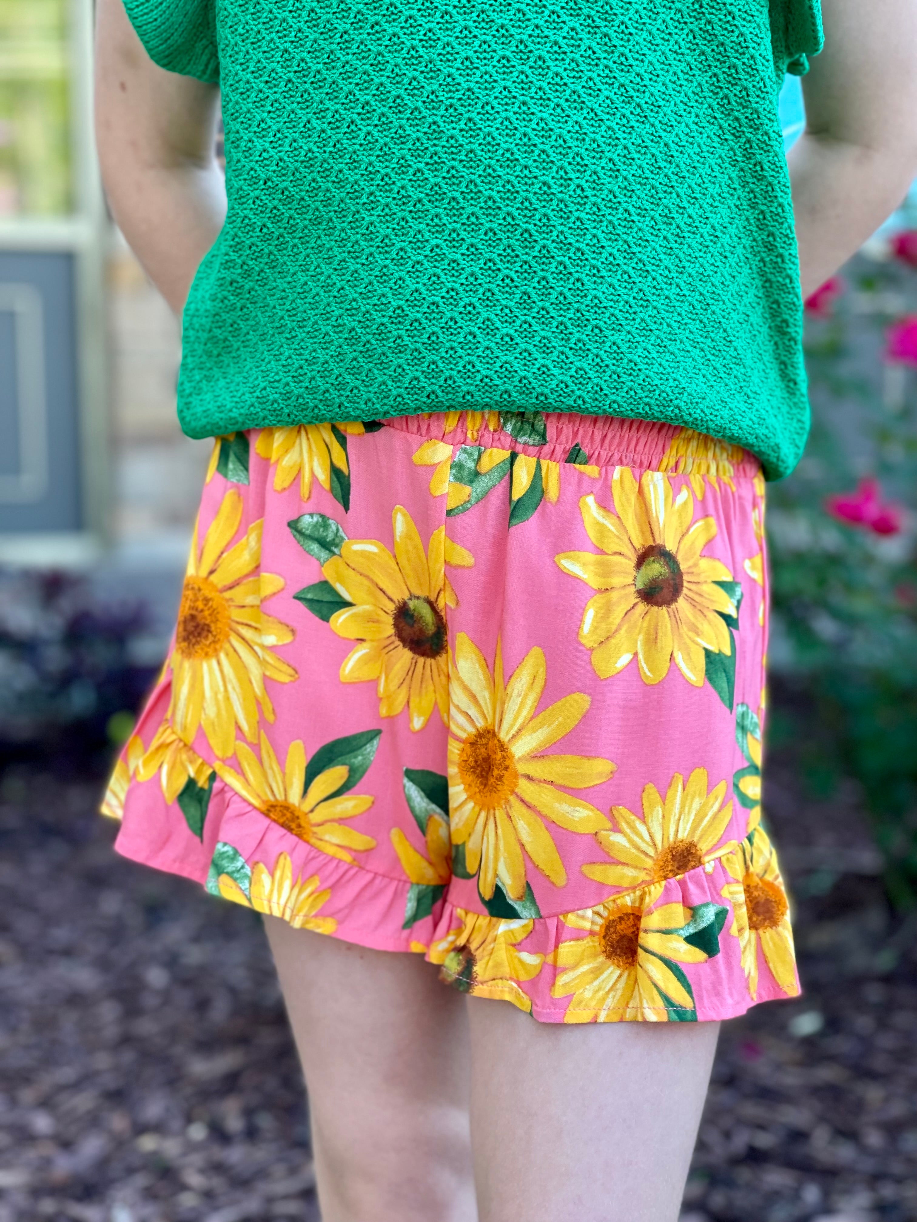 Sunflower Ruffle Shorts