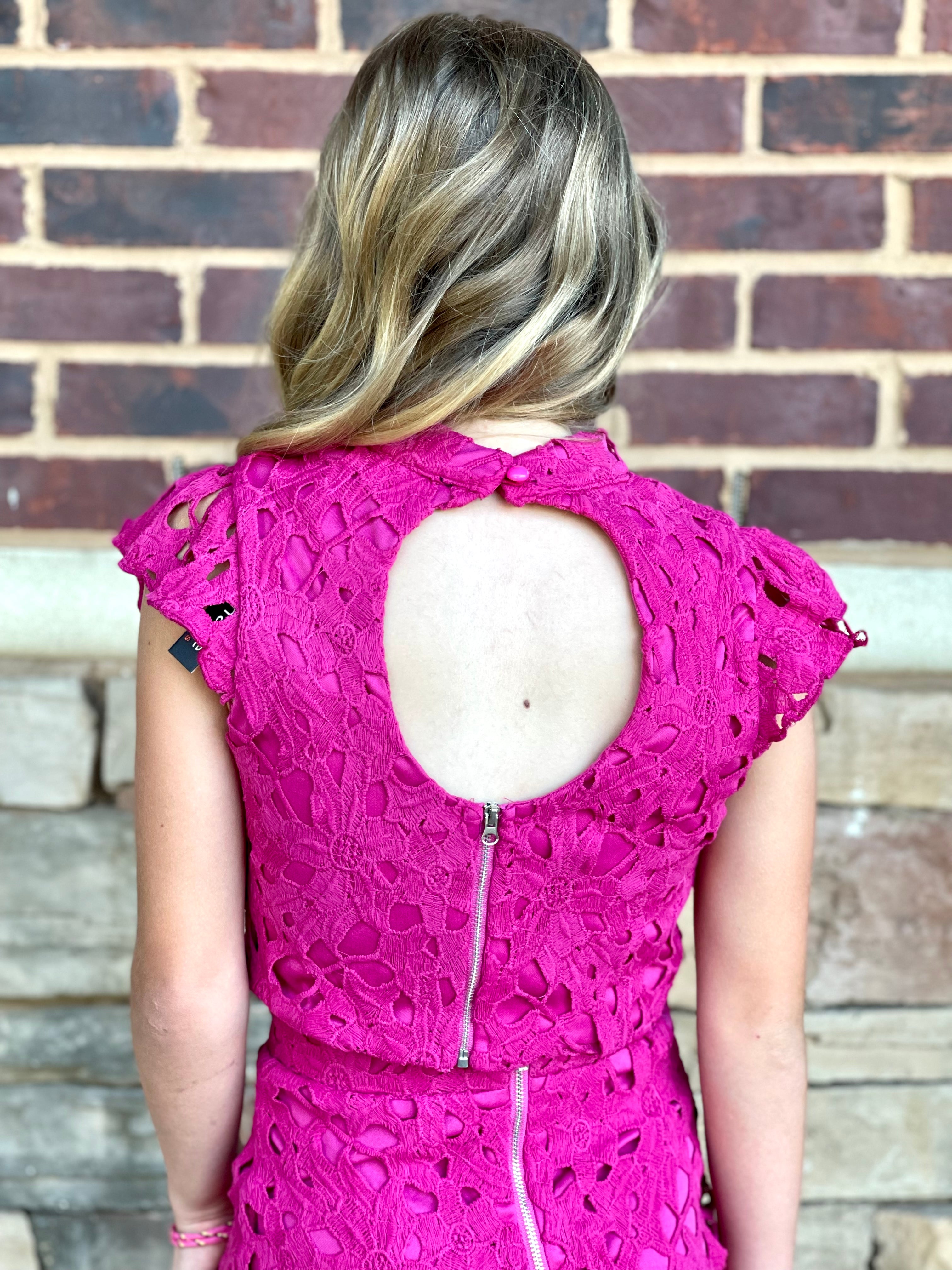 Miss Behave Daina Fuchsia Flower Lace Set