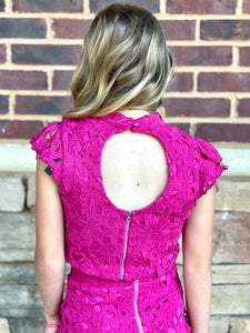 Miss Behave Daina Fuchsia Flower Lace Set