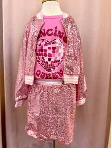 Light Pink Sequin Cropped Jacket
