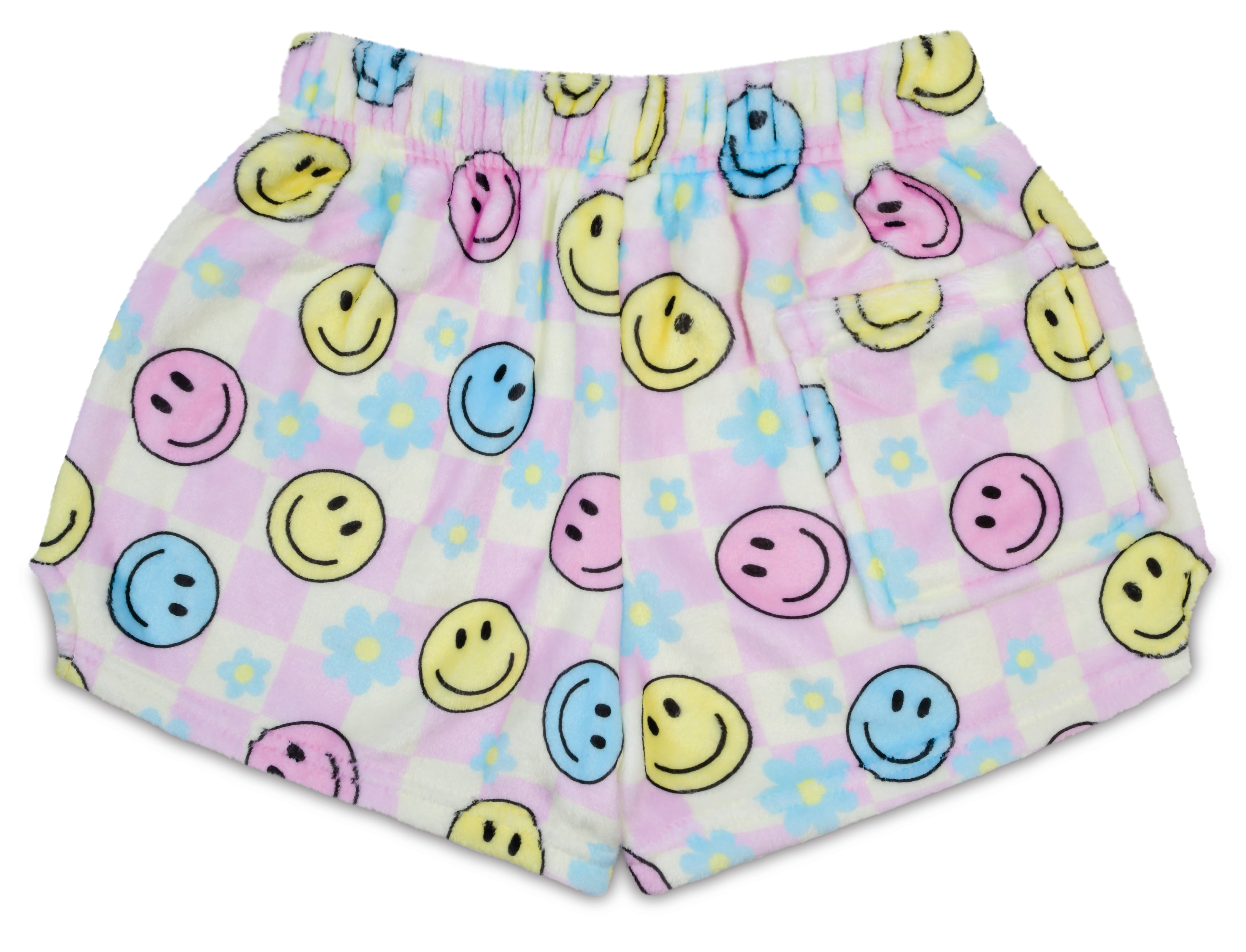 Happy Check Plush PJ Shorts