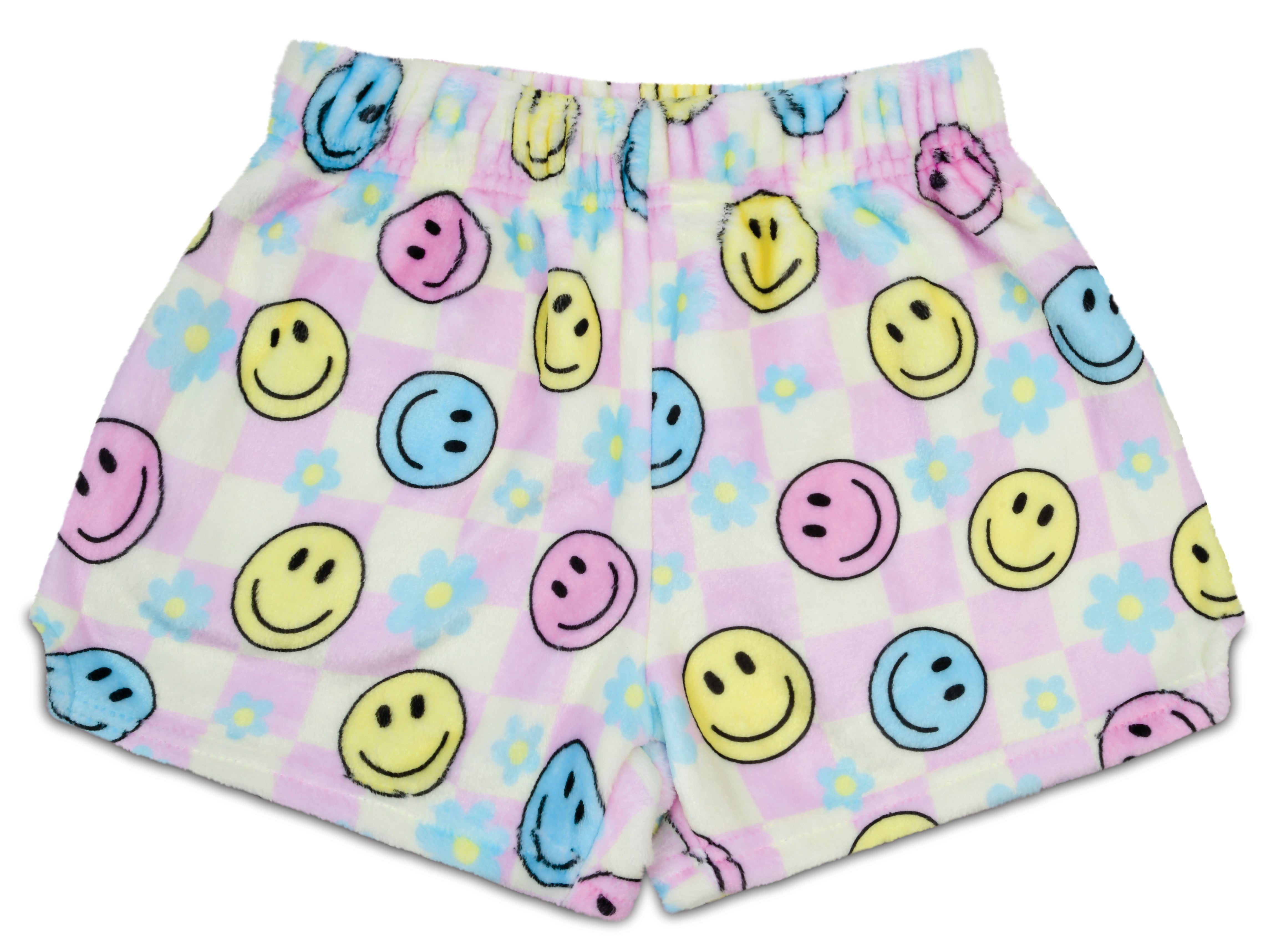 Happy Check Plush PJ Shorts