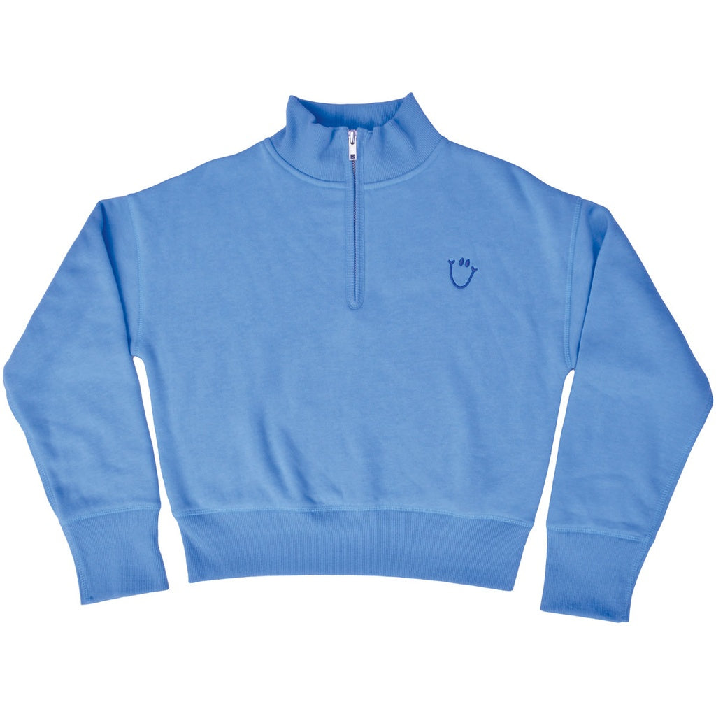 Happy Faces Blue Zipper Pullover
