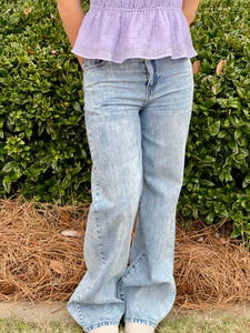 Tractr Wide Leg Light Denim