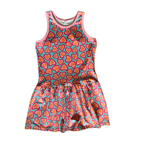 Honesty Pink & Turq Hearts Tennis Dress
