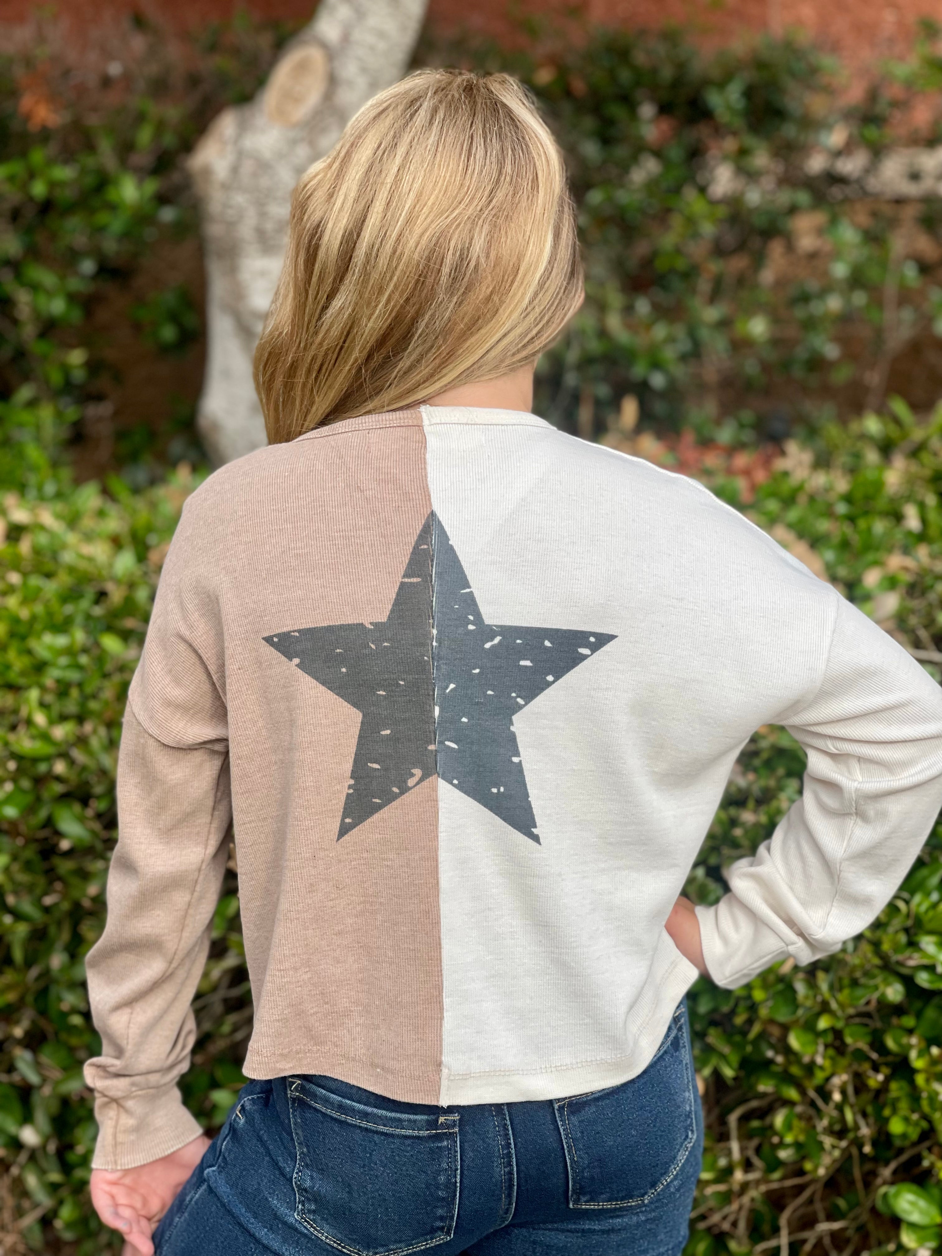 Vintage Havana Colorblock Star Henley Top