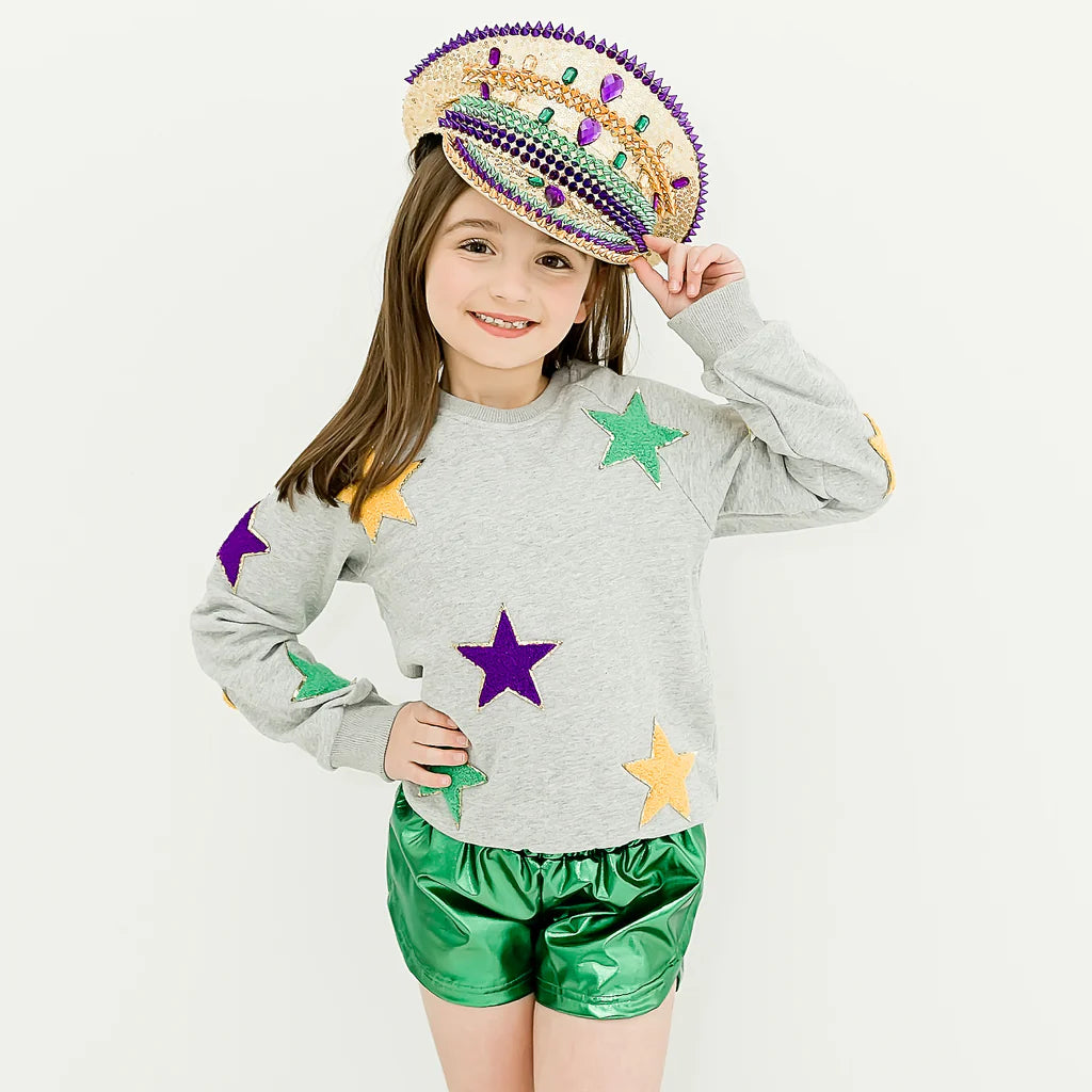 Mardi Gras Stars Chenille Sweatshirt
