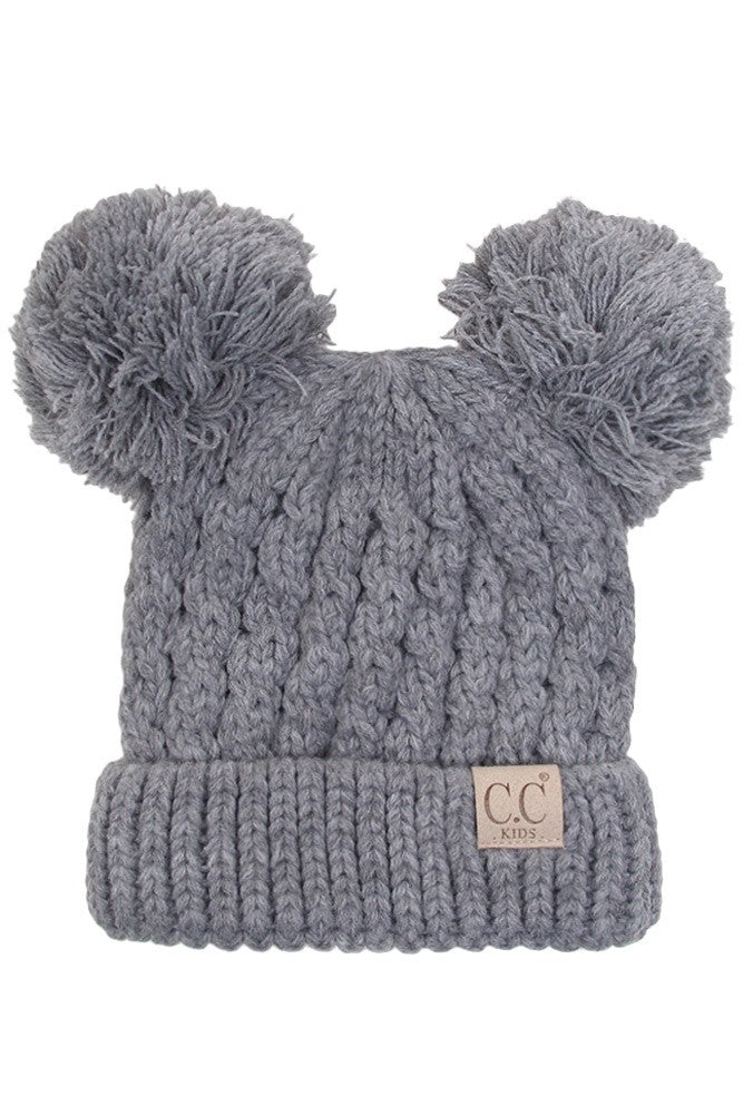 C.C Double Pom Pom Knit Beanie
